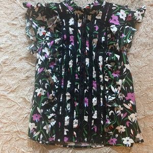 Veronica Beard, Size 0, black floral top